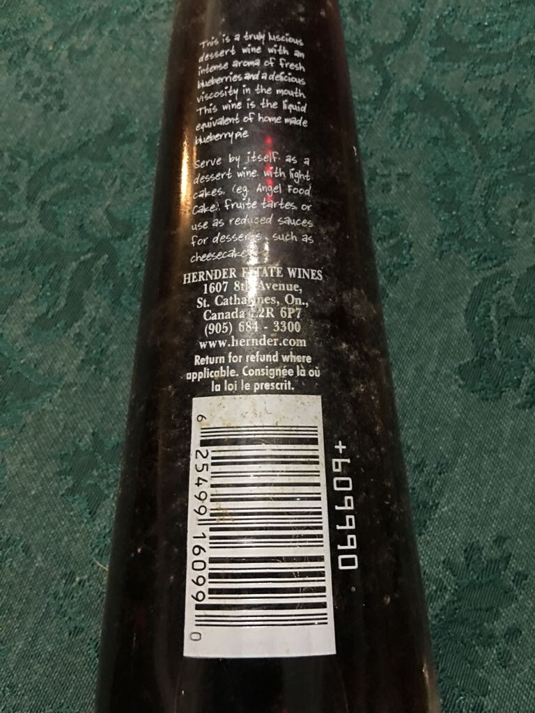 Iced Blueberry - Hernder Estates (200 mL) alcohol collectible [Barcode 625499160990] - Main Image 2