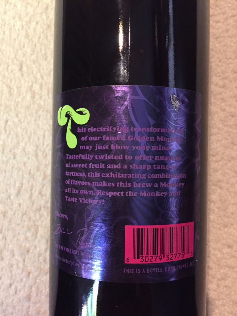 Sour Monkey - Victory Brewing Co (25.4 fl. oz.) alcohol collectible [Barcode 630279327753] - Main Image 2
