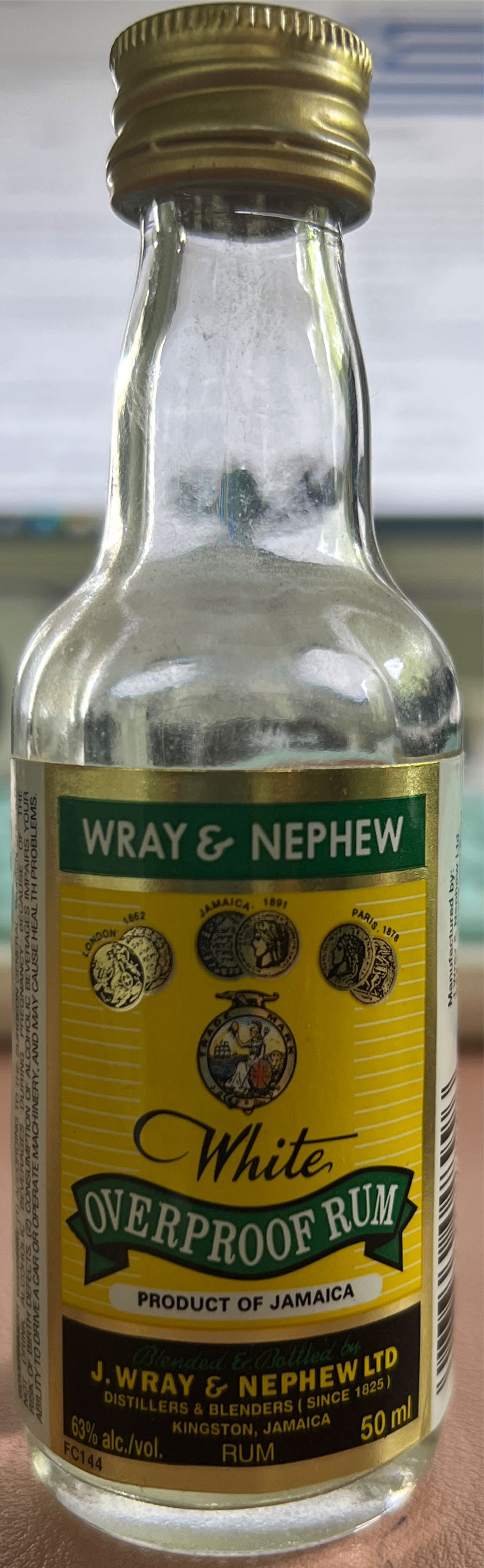 Wray & Nephew Overproof Rum - J. Wray & Nephew LTD (50 mL) alcohol collectible [Barcode 636191036407] - Main Image 2