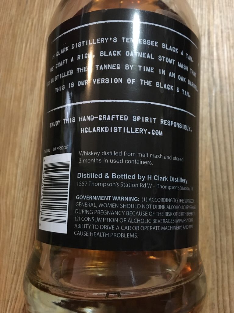H. Clark Tennessee Black & Tan - H. Clark (750 mL) alcohol collectible [Barcode 639767491273] - Main Image 2