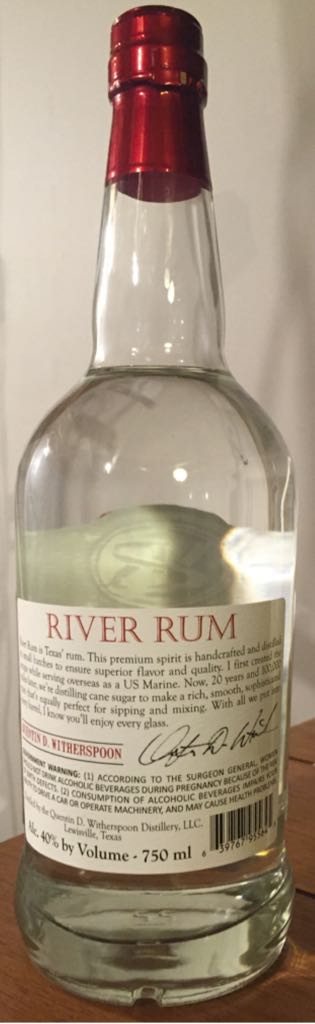 Witherspoon’s River Rum - Quentin D. Witherspoon (750 mL) alcohol collectible [Barcode 639767955645] - Main Image 2