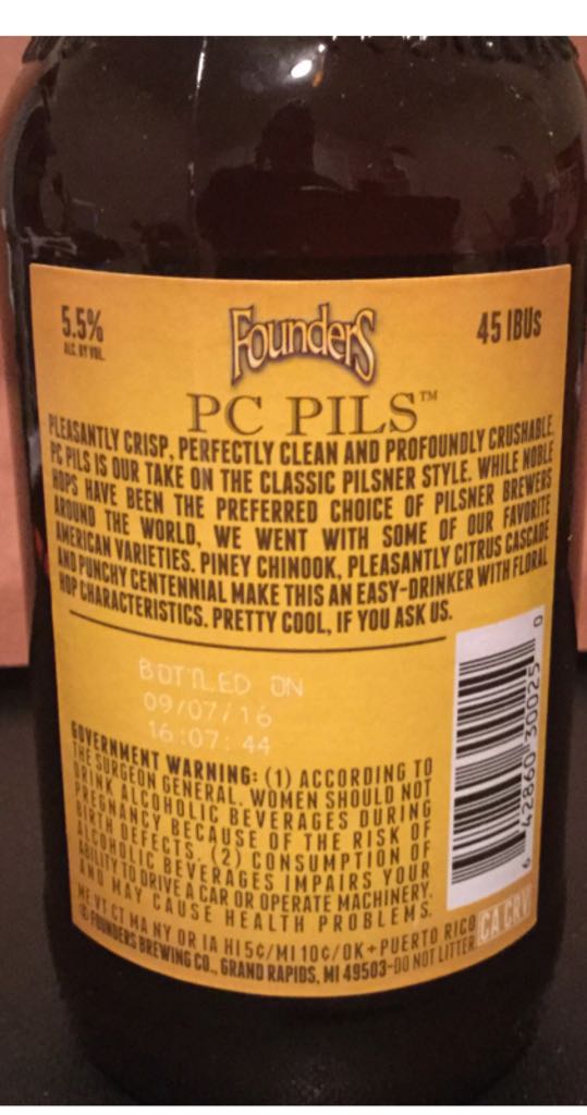 PC Pils - Founders Brewing Company (12 fl. oz.) alcohol collectible [Barcode 642860300250] - Main Image 2