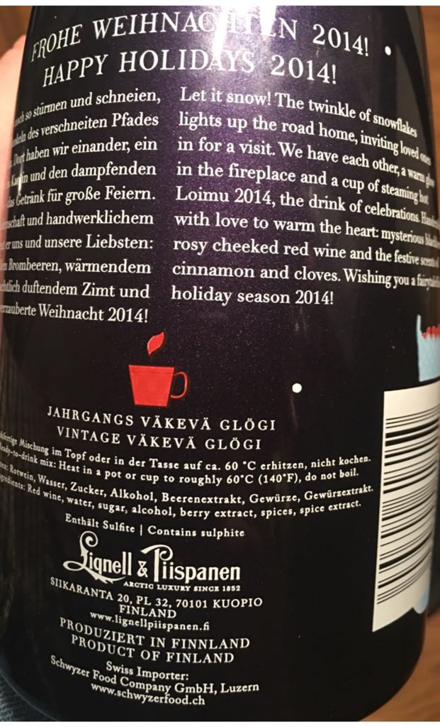 Loimu 2014 Vintage Väkevä Glögi - Lignell & Piispanen (750 mL) alcohol collectible [Barcode 6435302618150] - Main Image 2
