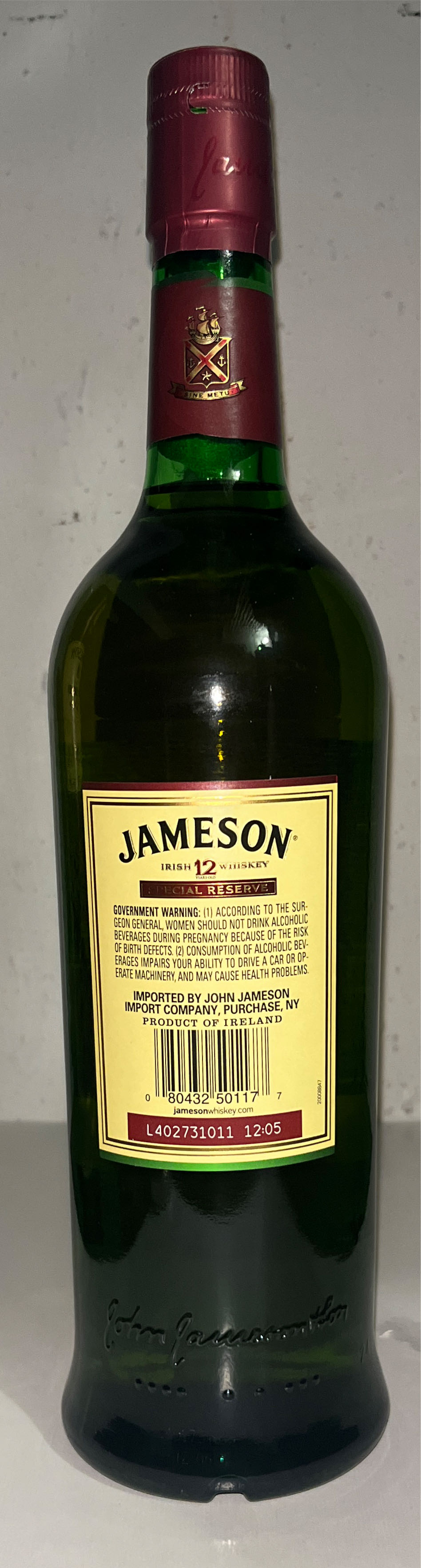 Jameson Special Reserve 12 - John Jameson & Son (750mL) alcohol collectible [Barcode 080432501177] - Main Image 2