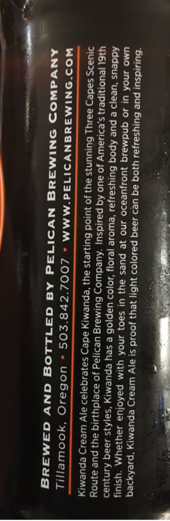 Pelican Brewing Pre-Prohibition Cream Ale - Pelican Brewing Company (355 mL) alcohol collectible [Barcode 650230110064] - Main Image 2