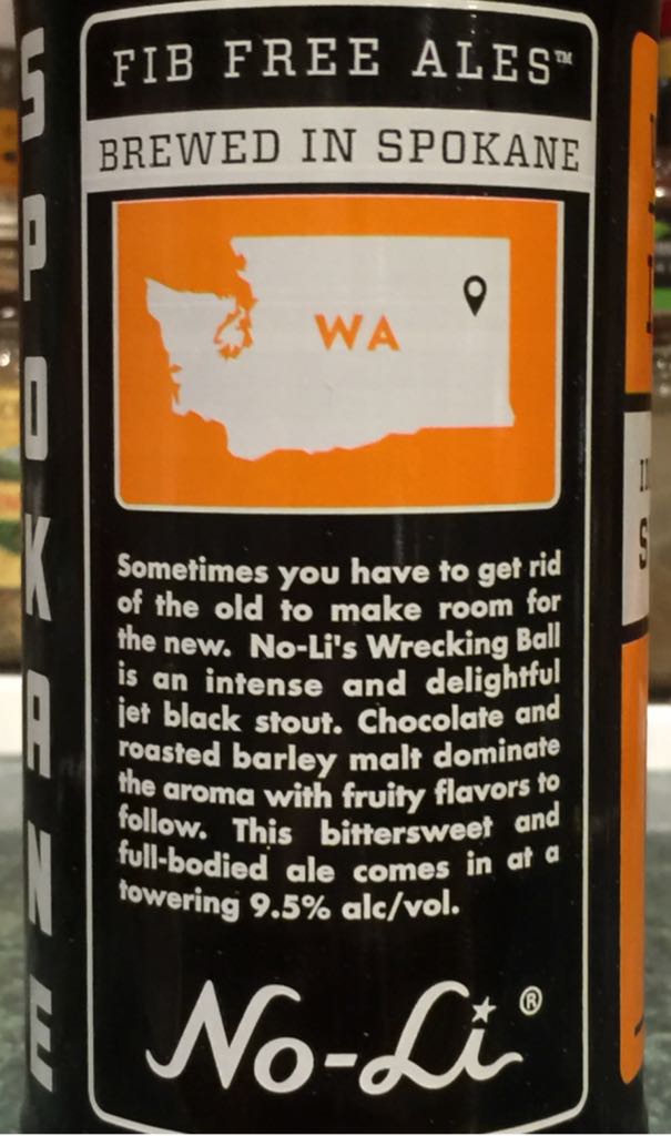 Wrecking Ball - No-Li Brewhouse (22 fl. oz.) alcohol collectible [Barcode 658403329206] - Main Image 2
