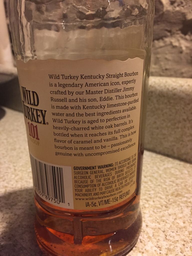 Wild Turkey 101 Bourbon  - Nichols Distilling Company (750 mL) alcohol collectible [Barcode 080432555170] - Main Image 2