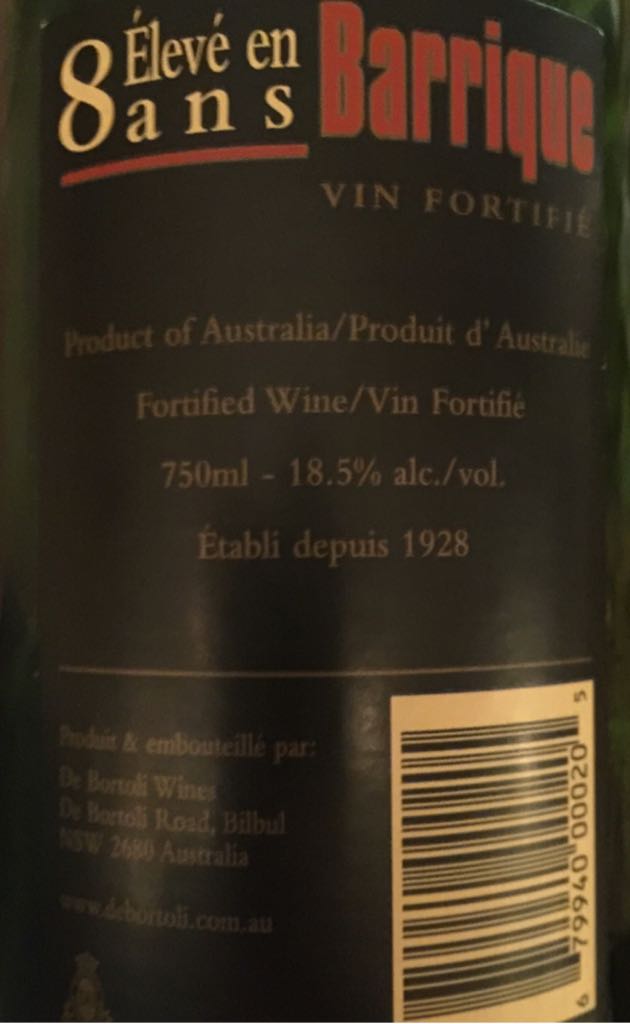 8 Year Old Barrel Aged - De Bortoli Wines (750 mL) alcohol collectible [Barcode 679940000205] - Main Image 2