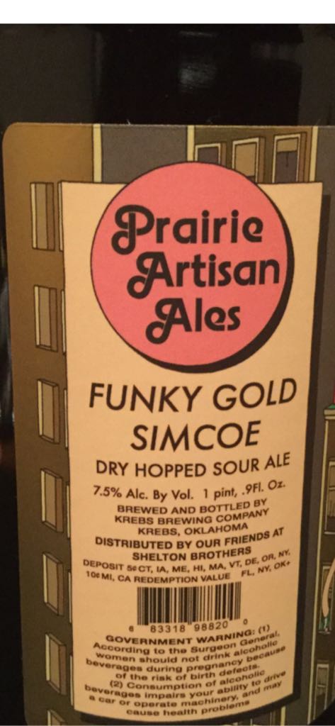 Funky Gold Simcoe  - Prairie Artisan Ales (16.9 fl. oz.) alcohol collectible [Barcode 683318988200] - Main Image 2