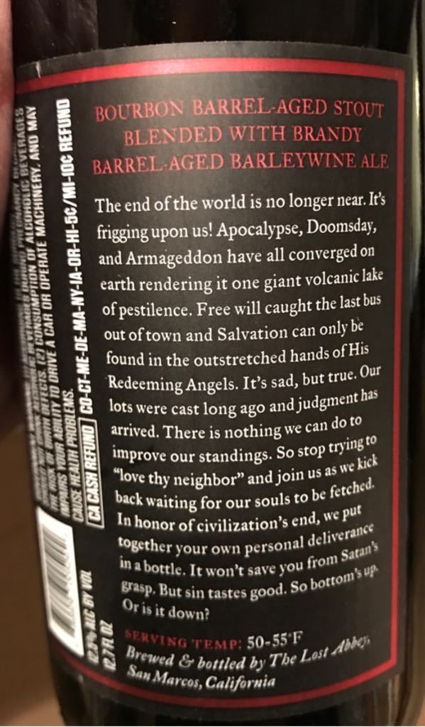 Deliverance - The Lost Abbey (12.7 fl. oz.) alcohol collectible [Barcode 689926005292] - Main Image 2