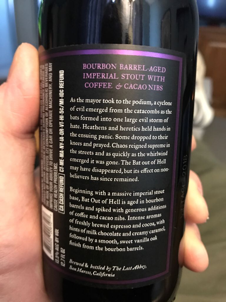 Bat Out Of Hell - The Lost Abbey (12.7 fl. oz.) alcohol collectible [Barcode 689926006107] - Main Image 2