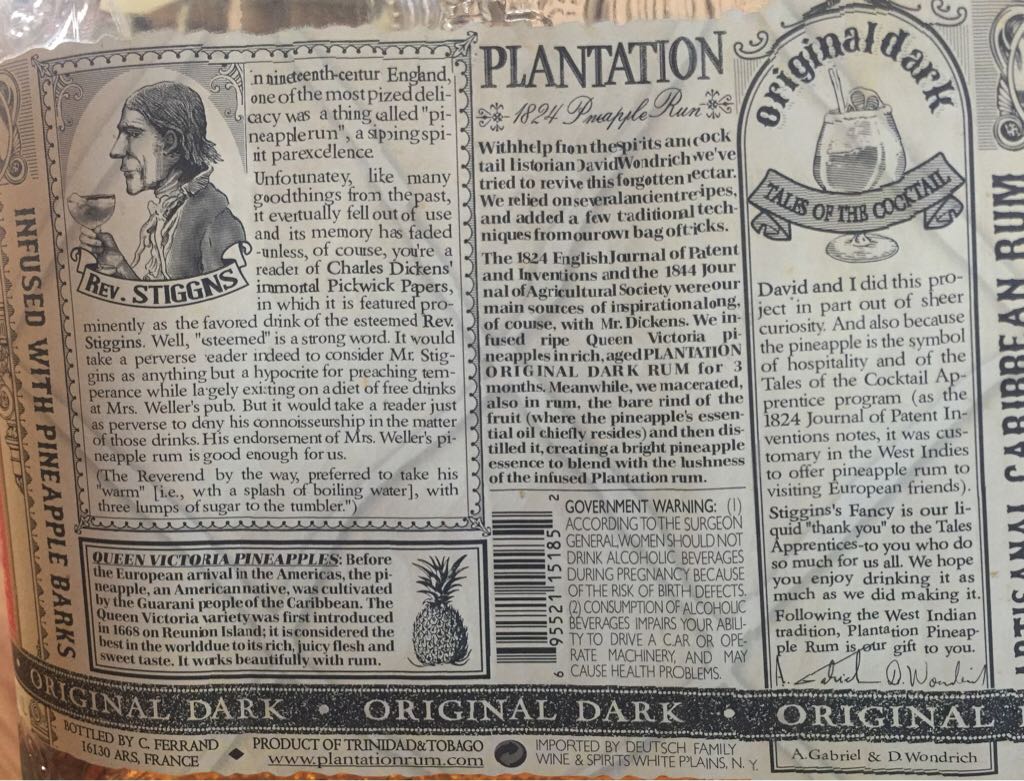 Stiggins Fancy Pineapple Rum - Plantation (750mL) alcohol collectible [Barcode 695521151852] - Main Image 2