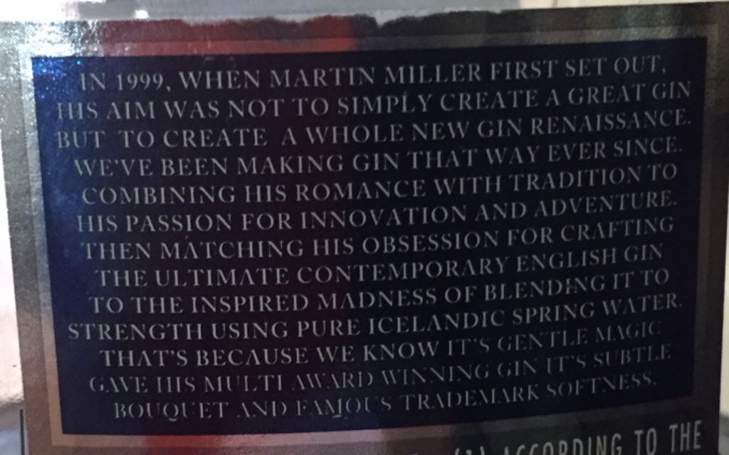 Martin Miller’s Gin - Martin Miller’s (750 mL) alcohol collectible [Barcode 698929000418] - Main Image 2