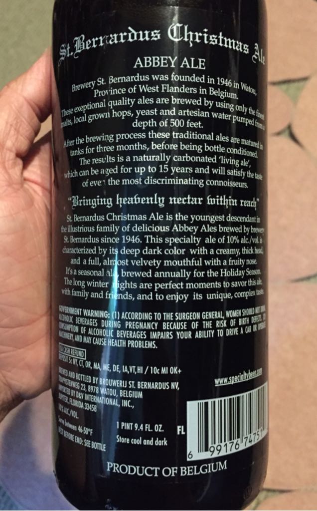 St. Bernardus Christmas Ale - Brouwerij St. Bernardus NV (750 mL) alcohol collectible [Barcode 699176747514] - Main Image 2