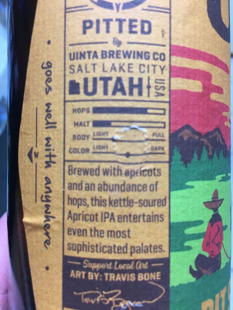 Pit Stop Kettle-Soured Apricot IPA  - Uinta Brewing Co (22 fl. oz.) alcohol collectible [Barcode 709326007433] - Main Image 2