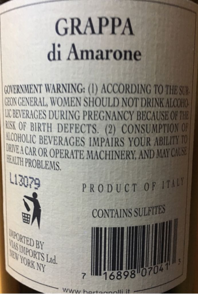Grappa Di Amarone - Marcati (750 mL) alcohol collectible [Barcode 716898070413] - Main Image 2