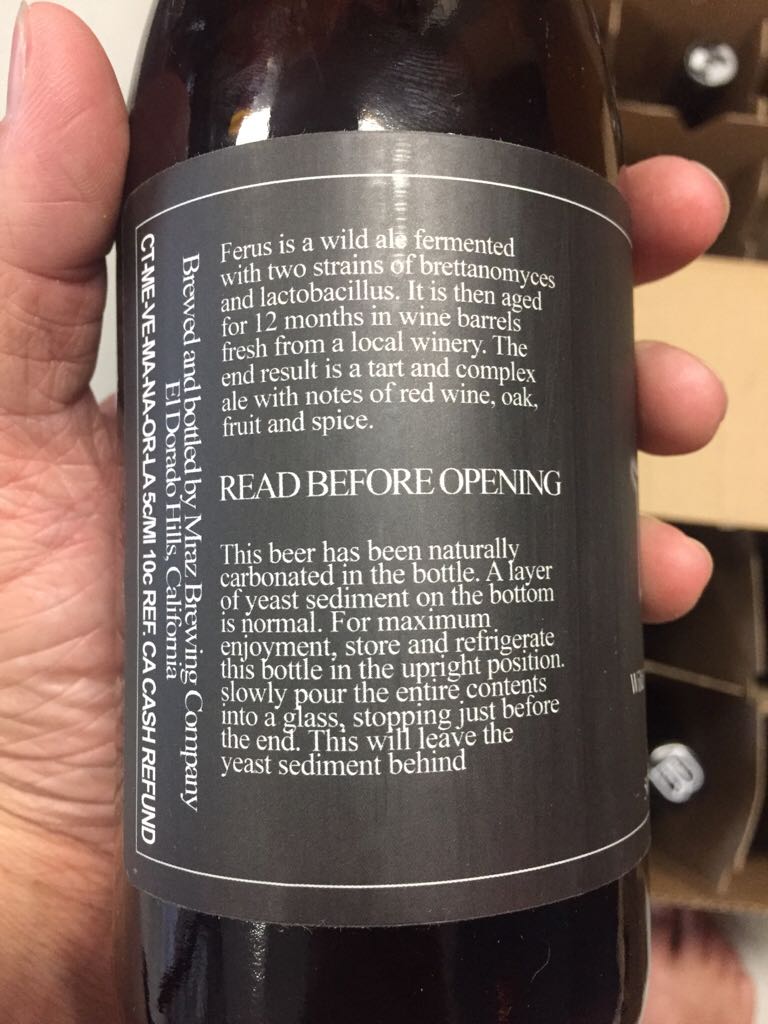 Ferus  - Mraz Brewing Company (500 mL) alcohol collectible [Barcode 718194610706] - Main Image 2
