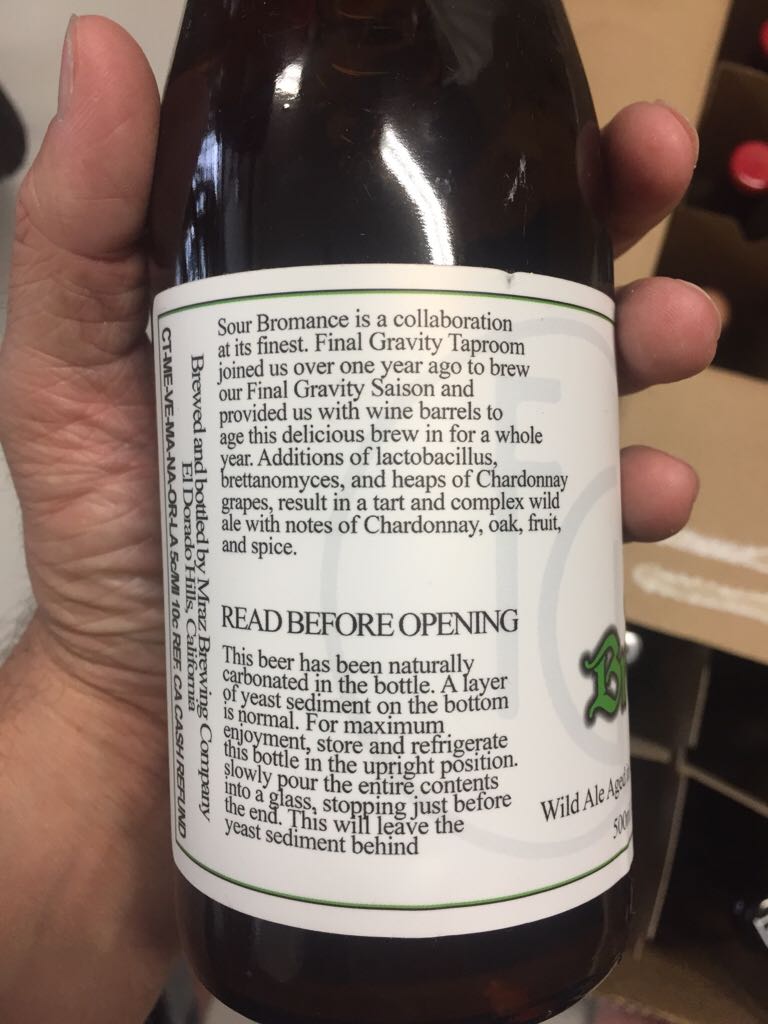 Sour Bromance  - Mraz Brewing Company (500 mL) alcohol collectible [Barcode 718194610737] - Main Image 2