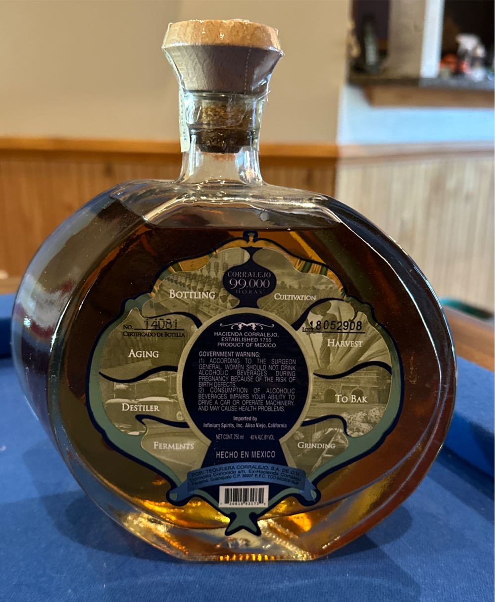 Corralejo 99,000 Horas Anejo Tequila In Commemorative Bottle - Tequilera Corralejo, S.A de C.V. (750 mL) alcohol collectible [Barcode 720815931732] - Main Image 2