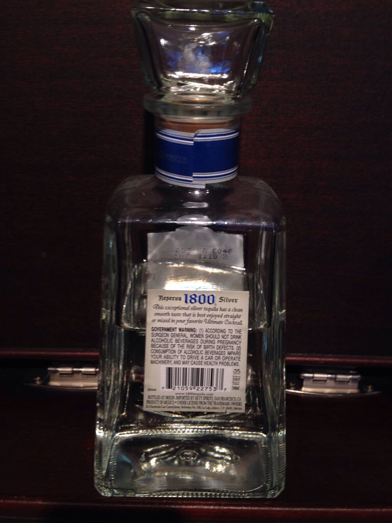 1800 Tequila Reserva Silver - Reserva 1800 (750 mL) alcohol collectible [Barcode 721059227537] - Main Image 2