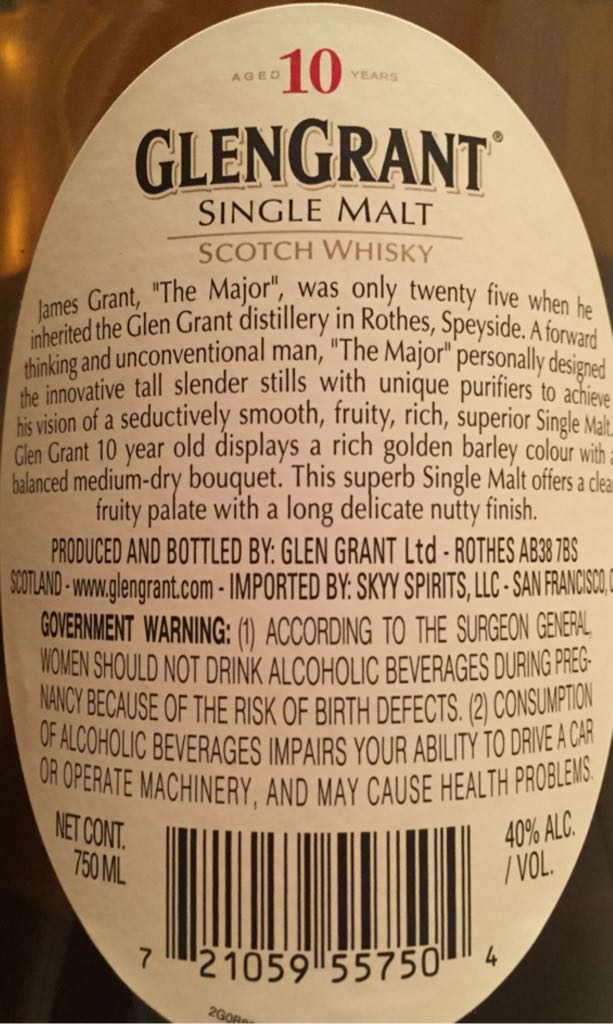 GlenGrant Single Malt - GlenGrant (750 mL) alcohol collectible [Barcode 721059557504] - Main Image 2
