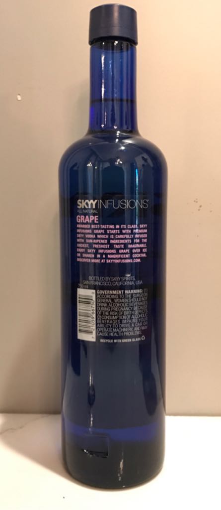 Skyy Infusions Grape - Skyy Sprits (750 mL) alcohol collectible [Barcode 721059667500] - Main Image 2