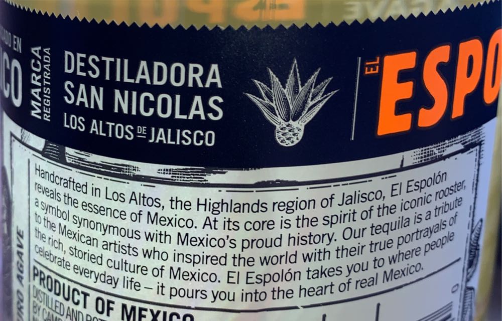 Espolòn Reposado - NOM 1440 (750 mL) alcohol collectible [Barcode 721059707510] - Main Image 3