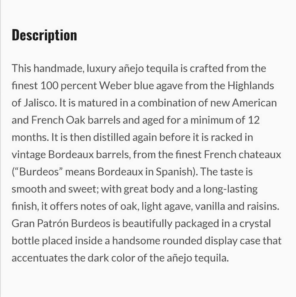 Patron Gran Burdeos - Patron Spirits Mexico, S.A. De C.V. (750 mL) alcohol collectible [Barcode 721733000975] - Main Image 4