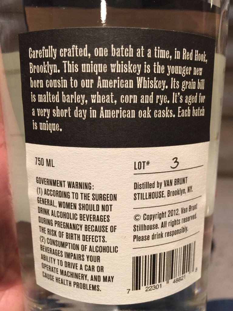 New Make Still house Whiskey - Van Brunt Stillhouse (750 mL) alcohol collectible [Barcode 722301488218] - Main Image 2