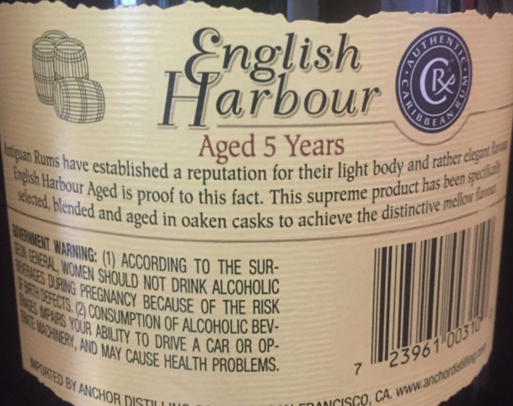 English Harbour Rum - Antigua Distilleries Ltd. (750 mL) alcohol collectible [Barcode 723961003100] - Main Image 2