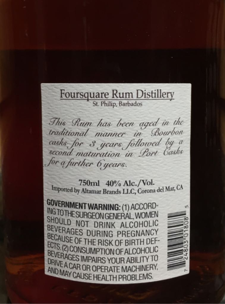 Foursquare Port Cask Finish Mark II - Foursquare Rum Distillery (750mL) alcohol collectible [Barcode 724803018085] - Main Image 2