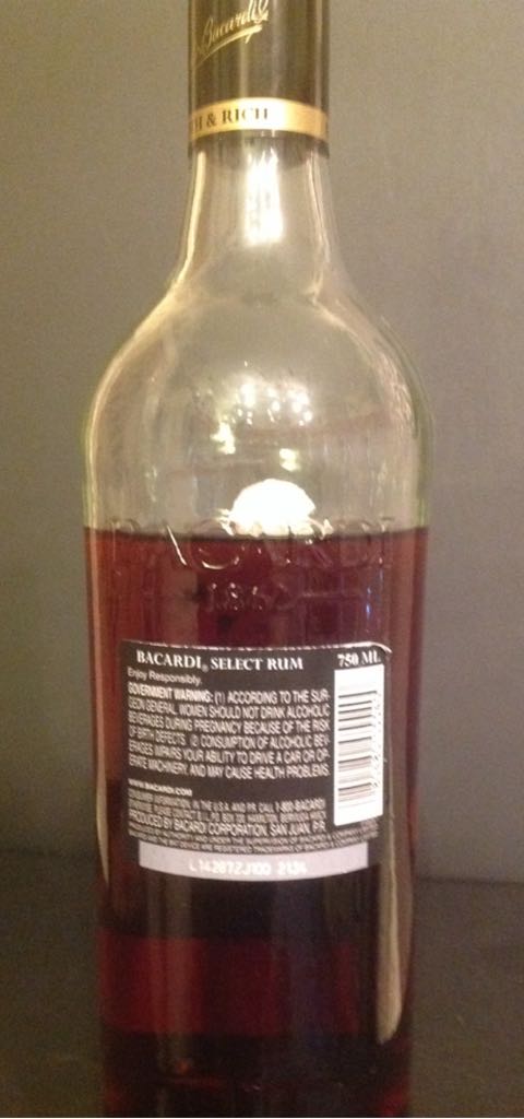 Bacardi Select - Bacardi Corporation (750 mL) alcohol collectible [Barcode 080480055400] - Main Image 2