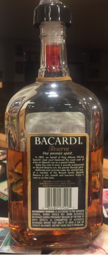 Ron Bacardi Reserve - Bacardi (750 mL) alcohol collectible [Barcode 080480175405] - Main Image 2