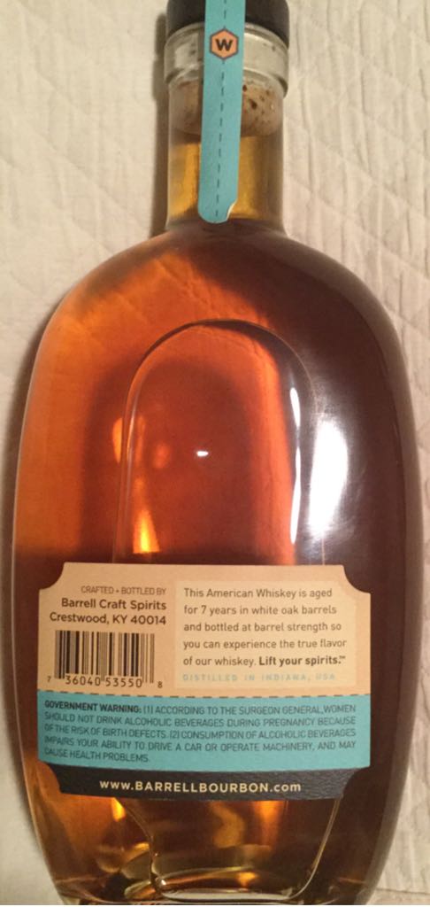 Barrell Whiskey - Barrell Craft Spirits (750 mL) alcohol collectible [Barcode 736040535508] - Main Image 2