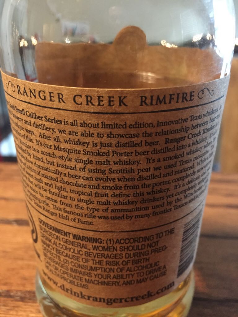 Ranger Creek Rim fire Mesquite Smoked Texas Whiskey - Ranger Creek Distilling (375 mL) alcohol collectible [Barcode 736211174147] - Main Image 2