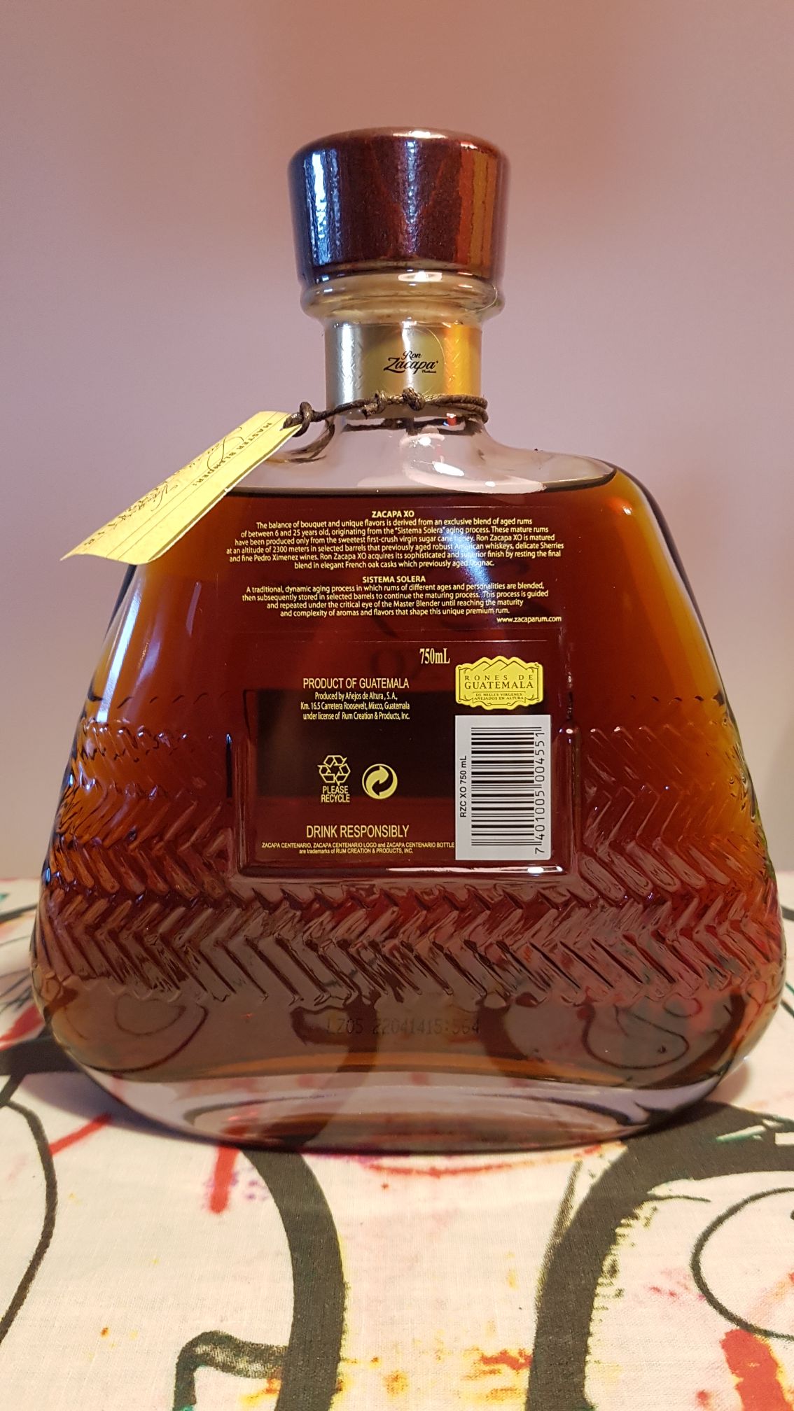 Ron Zacapa Xo Centenario - Añejo De Altura (750mL) alcohol collectible [Barcode 7401005004544] - Main Image 2