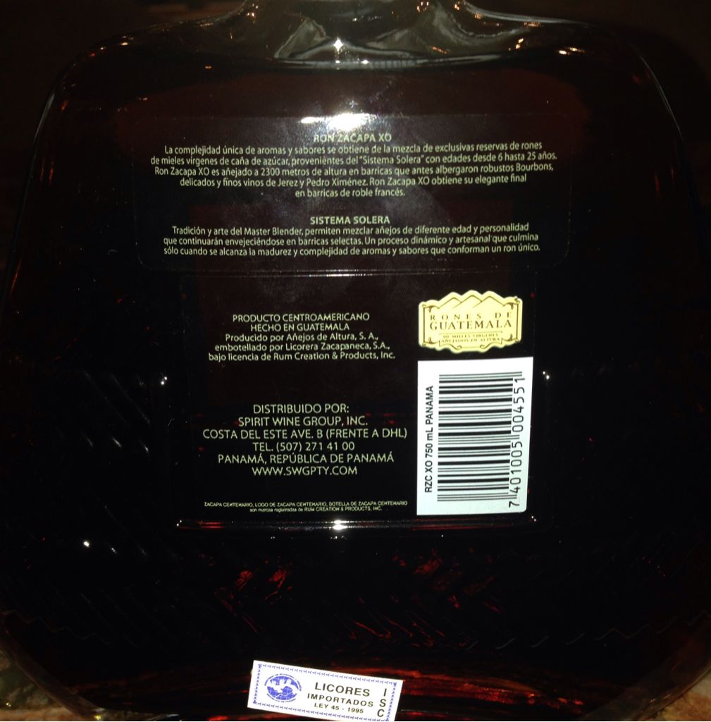 Zacapa XO - Rones De Guatemala (750 mL) alcohol collectible [Barcode 7401005004551] - Main Image 2