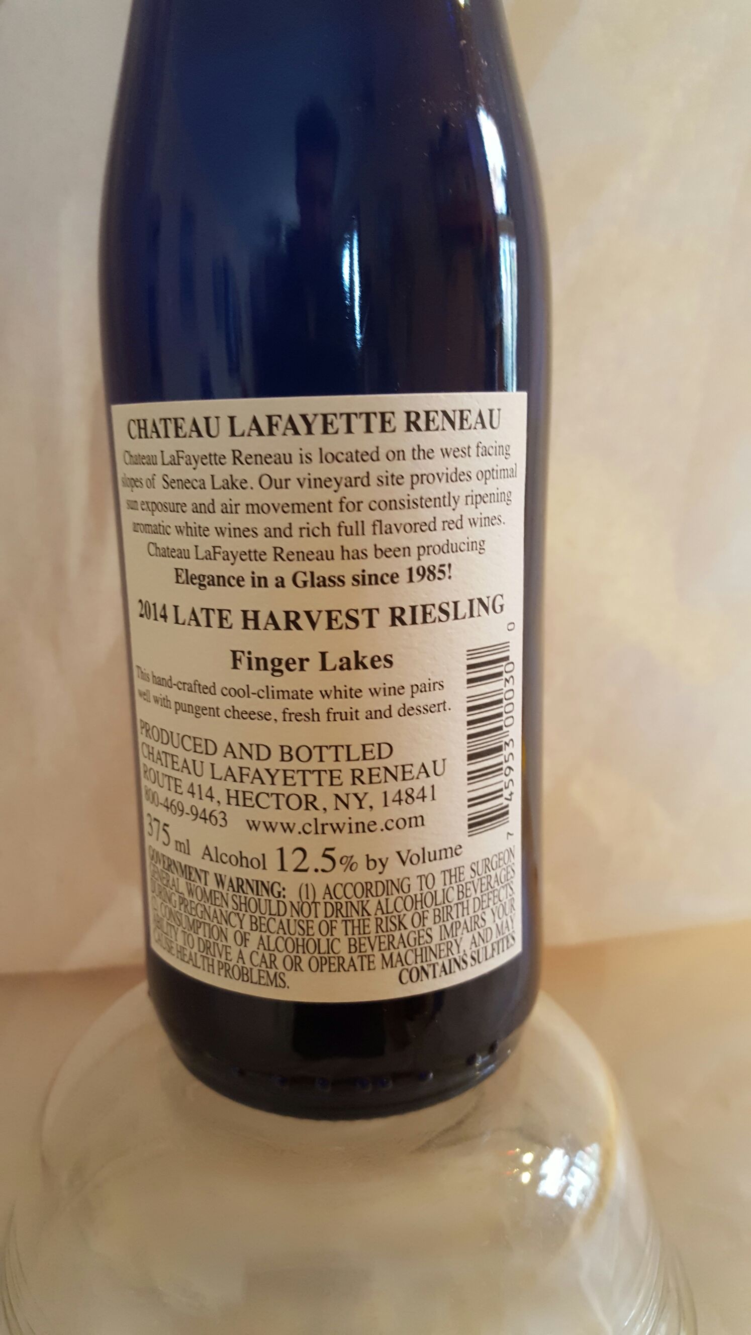 Late Harvest Riesling - Chateau Lafayette Reneau (375 mL) alcohol collectible [Barcode 745953000300] - Main Image 2
