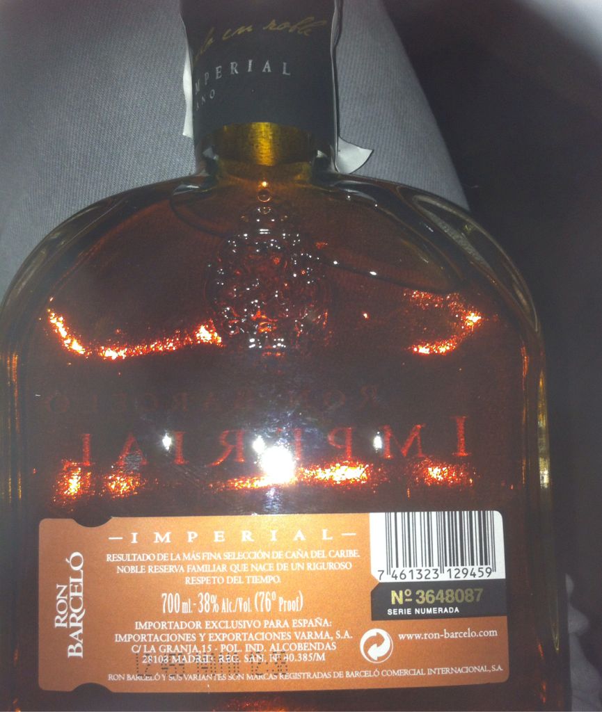 Ron Barceló Imperial - Barceló Export Import S.A. (Ron Barceló) (700 ml) alcohol collectible [Barcode 7461323129459] - Main Image 2