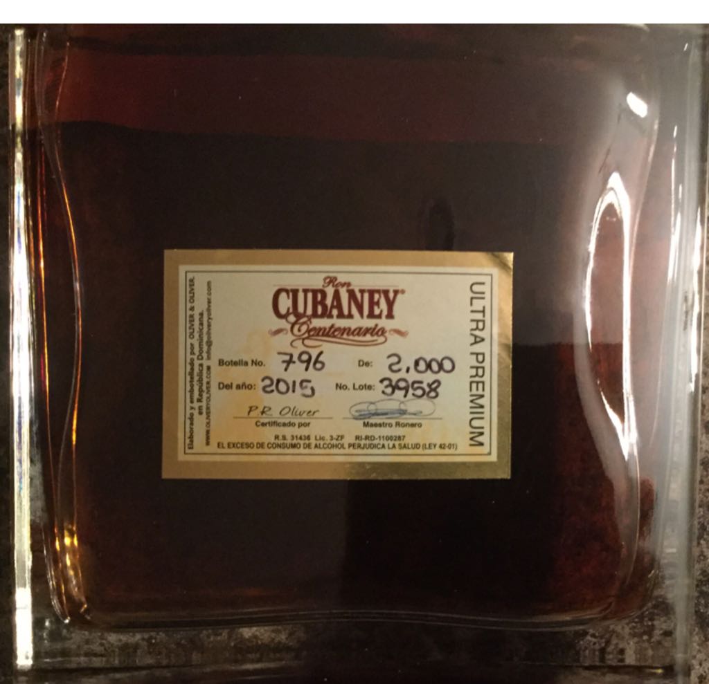 Cubaney Ron Centenario Ultra Premium Rum - Oliver & Company (700 mL) alcohol collectible [Barcode 7466871100189] - Main Image 2