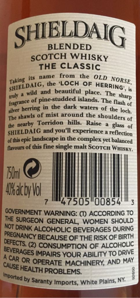 Shieldaig - William M (50 mL) alcohol collectible [Barcode 747505008543] - Main Image 2