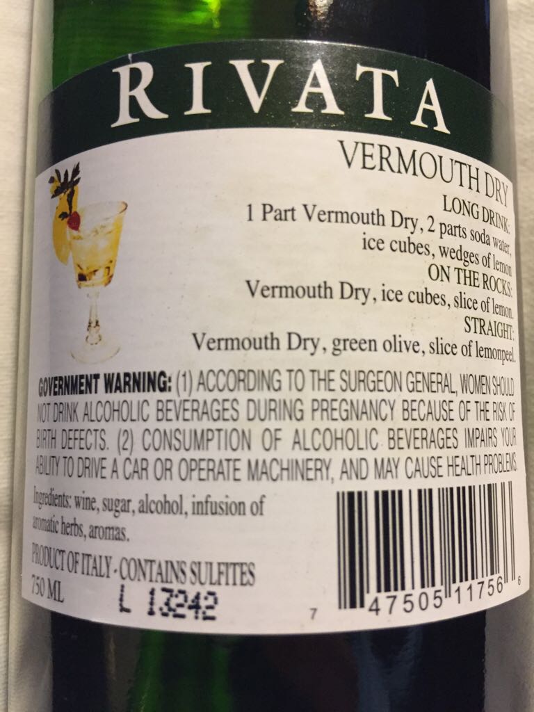 Rivata Vermouth Dry - Saranty Imports (750 mL) alcohol collectible [Barcode 747505117566] - Main Image 2