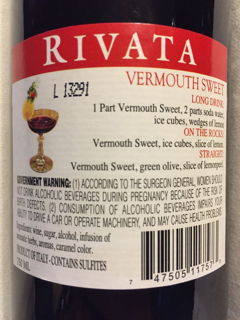 Rivata Sweet Vermouth - C.V.C. s.r.l. (750 mL) alcohol collectible [Barcode 747505117573] - Main Image 2