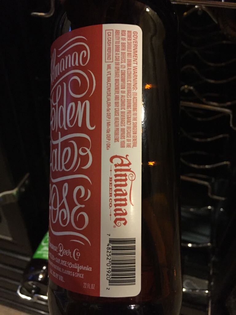 Golden Gate Gose - Almanac Beer Co. (22 fl. oz.) alcohol collectible [Barcode 748252019202] - Main Image 2