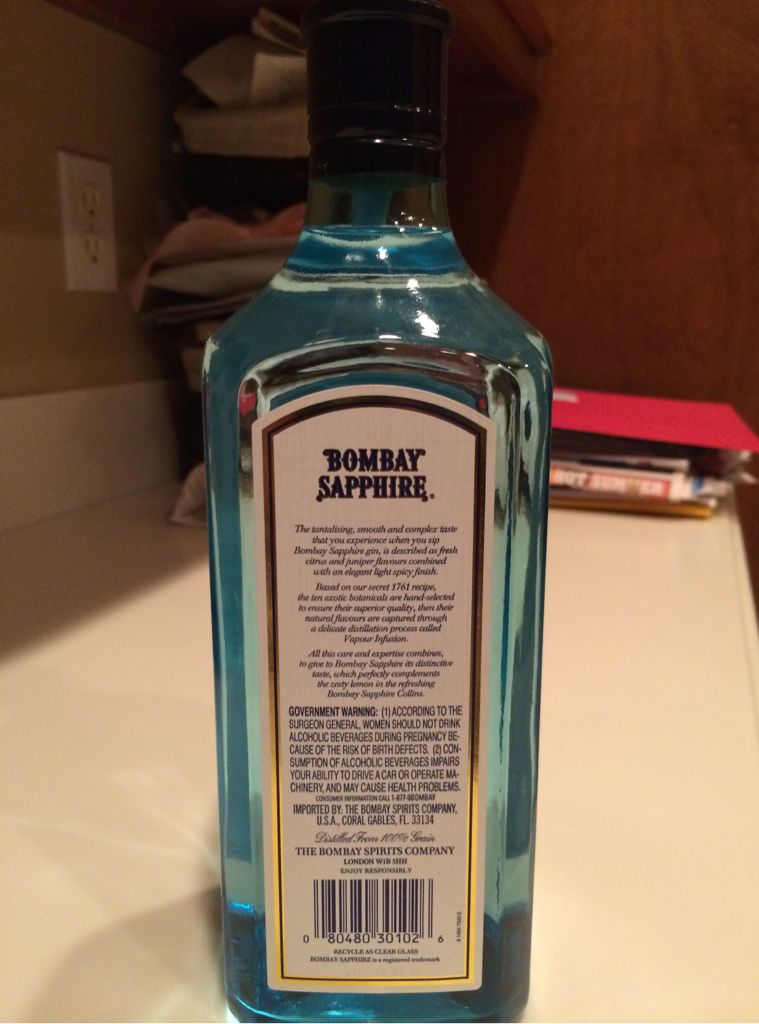 Bombay Sapphire - The Bombay Spirits Company (750mL) alcohol collectible [Barcode 080480301026] - Main Image 2