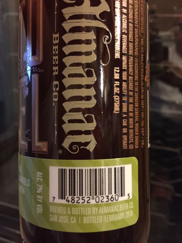 HOPPY SOUR: AZACCA - Almanac Beer Co. (375 mL) alcohol collectible [Barcode 748252023605] - Main Image 2