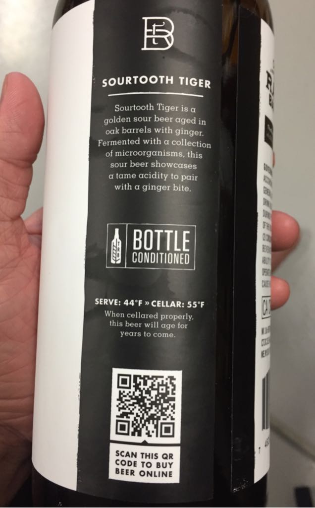Sourtooth Tiger - Rare Barrel Sour Beer Co. (28.4 fl. oz.) alcohol collectible [Barcode 748252607102] - Main Image 2