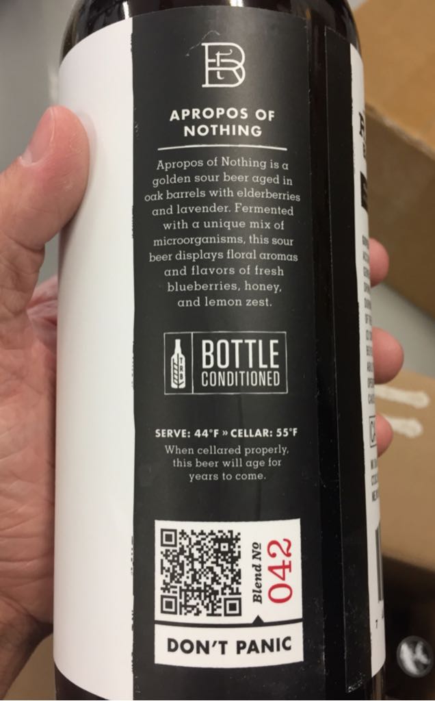 Apropos Of Nothing - Rare Barrel Sour Beer Co. (750 mL) alcohol collectible [Barcode 748252607508] - Main Image 2