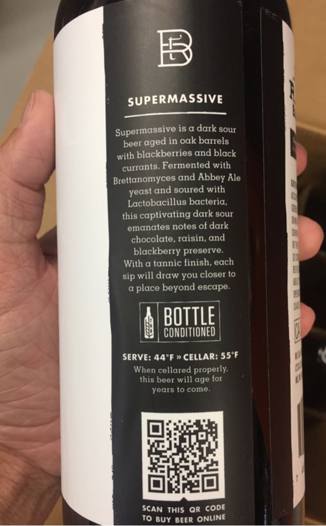 Supermassive  - Rare Barrel Sour Beer Co. (28.4 fl. oz.) alcohol collectible [Barcode 748252607805] - Main Image 2