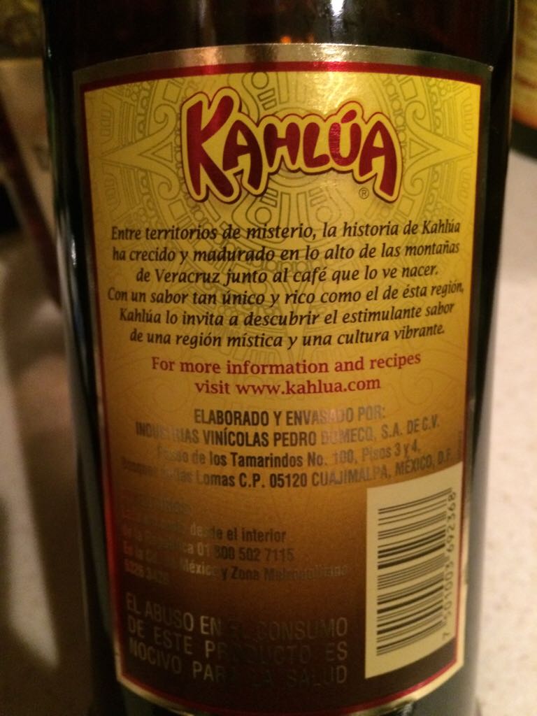 Kahlua - Licores Veracruz, S.A. De C.V. (980 mL) alcohol collectible [Barcode 7501003692368] - Main Image 2